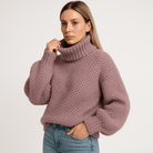 Lavinque Sweater Pull Col Roulé Mauve | Maille Texturée | Volume et Chaleur