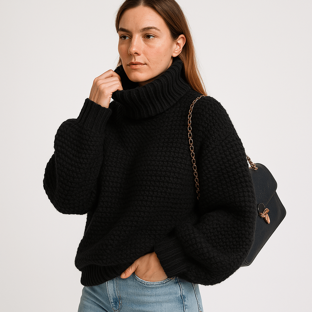Lavinque Sweater Pull Col Roulé Mauve | Maille Texturée | Volume et Chaleur