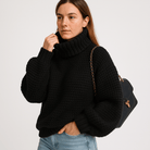 Lavinque Sweater Pull Col Roulé Mauve | Maille Texturée | Volume et Chaleur