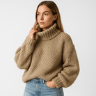 Lavinque Sweater Pull Col Roulé Mauve | Maille Texturée | Volume et Chaleur