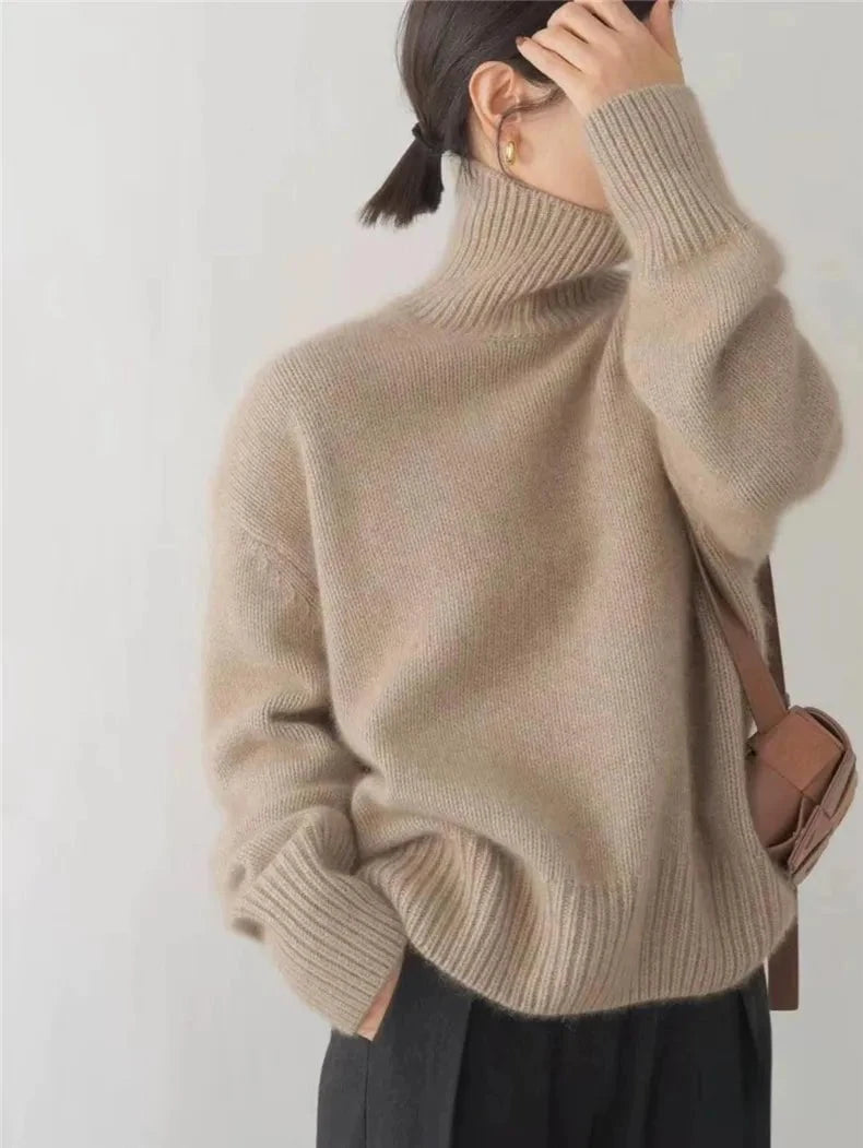 Lavinque Sweater Pull Col Roulé Oversize | Laine & Cachemire | Doux et Élégant