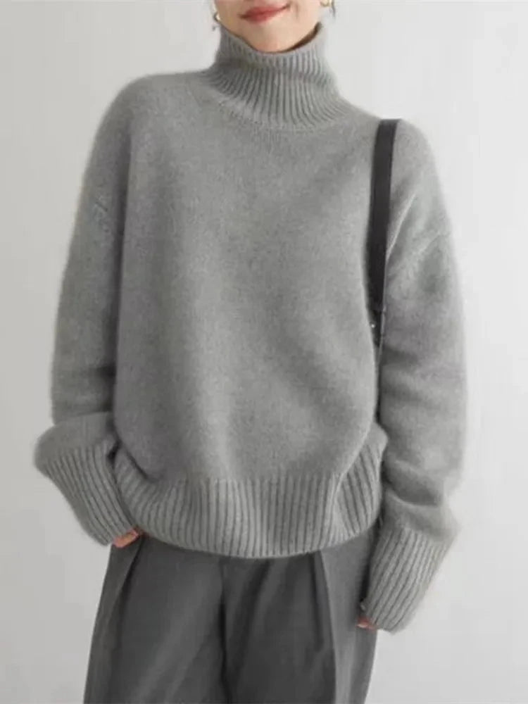 Lavinque Sweater Pull Col Roulé Oversize | Laine & Cachemire | Doux et Élégant