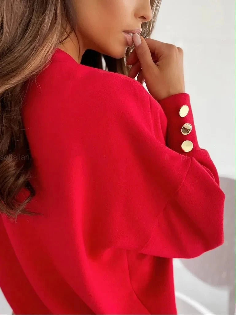 Lavinque Sweater Pull Col V Femme | Élégance et Confort | Détails Boutonnés