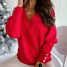 Lavinque Sweater Pull Col V Femme | Élégance et Confort | Détails Boutonnés