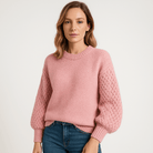 Lavinque Sweater Pull Crème Texturé | Maille Ajourée | Doux et Élégant