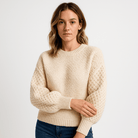 Lavinque Sweater Pull Crème Texturé | Maille Ajourée | Doux et Élégant