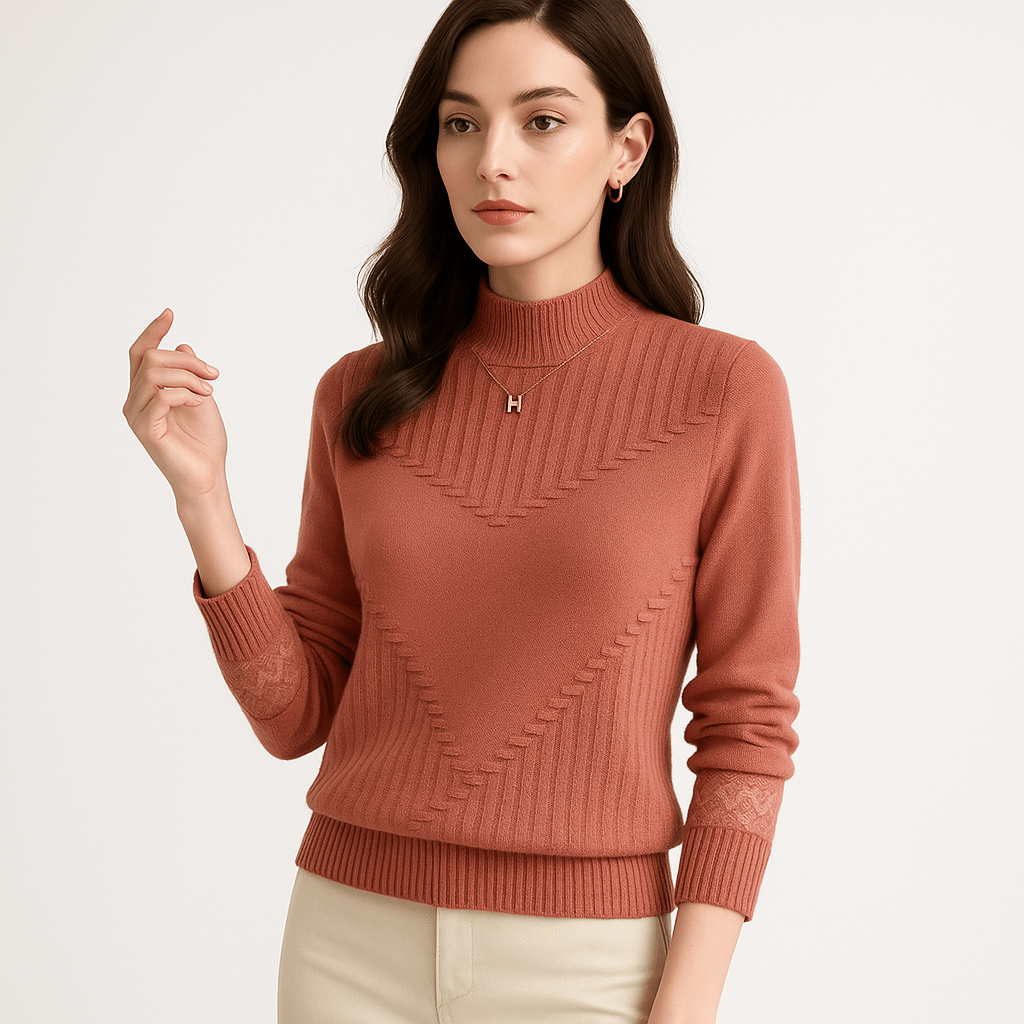 Lavinque Sweater Pull Dentelle Géométrique | Rose Tendance | Élégant et Doux au Toucher