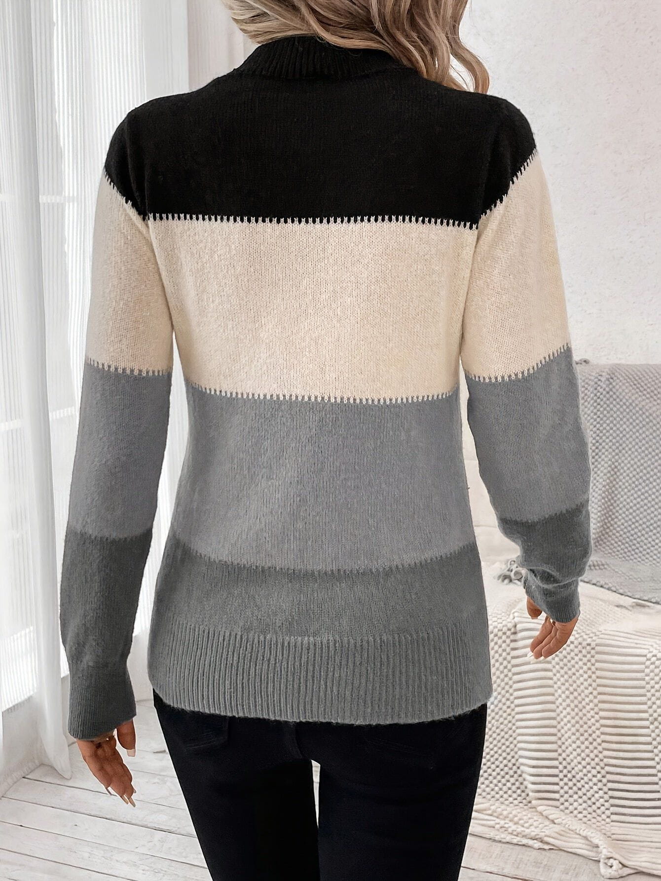 Lavinque Sweater Pull Doux à Rayures Dégradée | | Élégant et Confortable