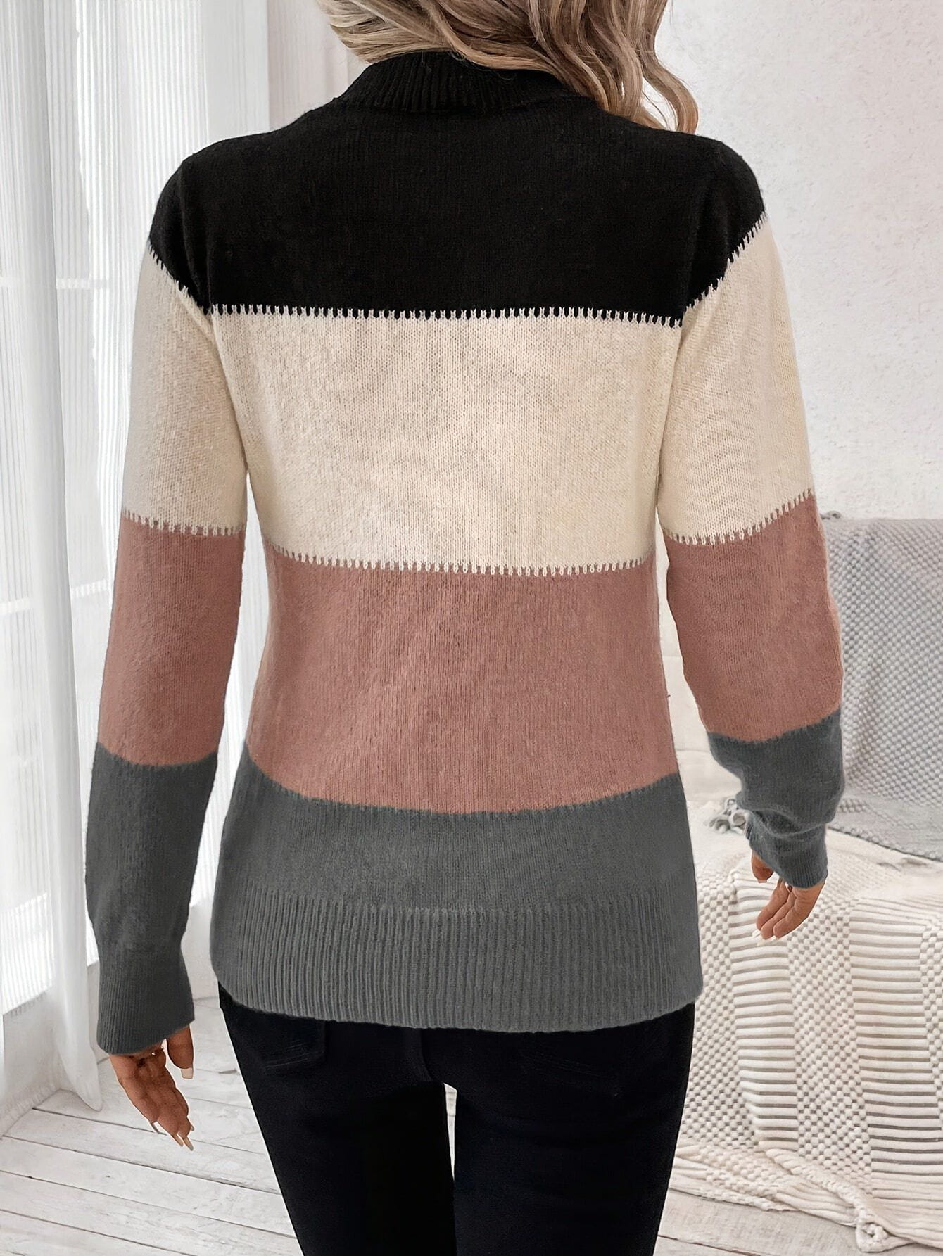 Lavinque Sweater Pull Doux à Rayures Dégradée | | Élégant et Confortable