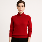 Lavinque Sweater Pull Élégant à Col Montant | Broderies Florales | Confort et Chic