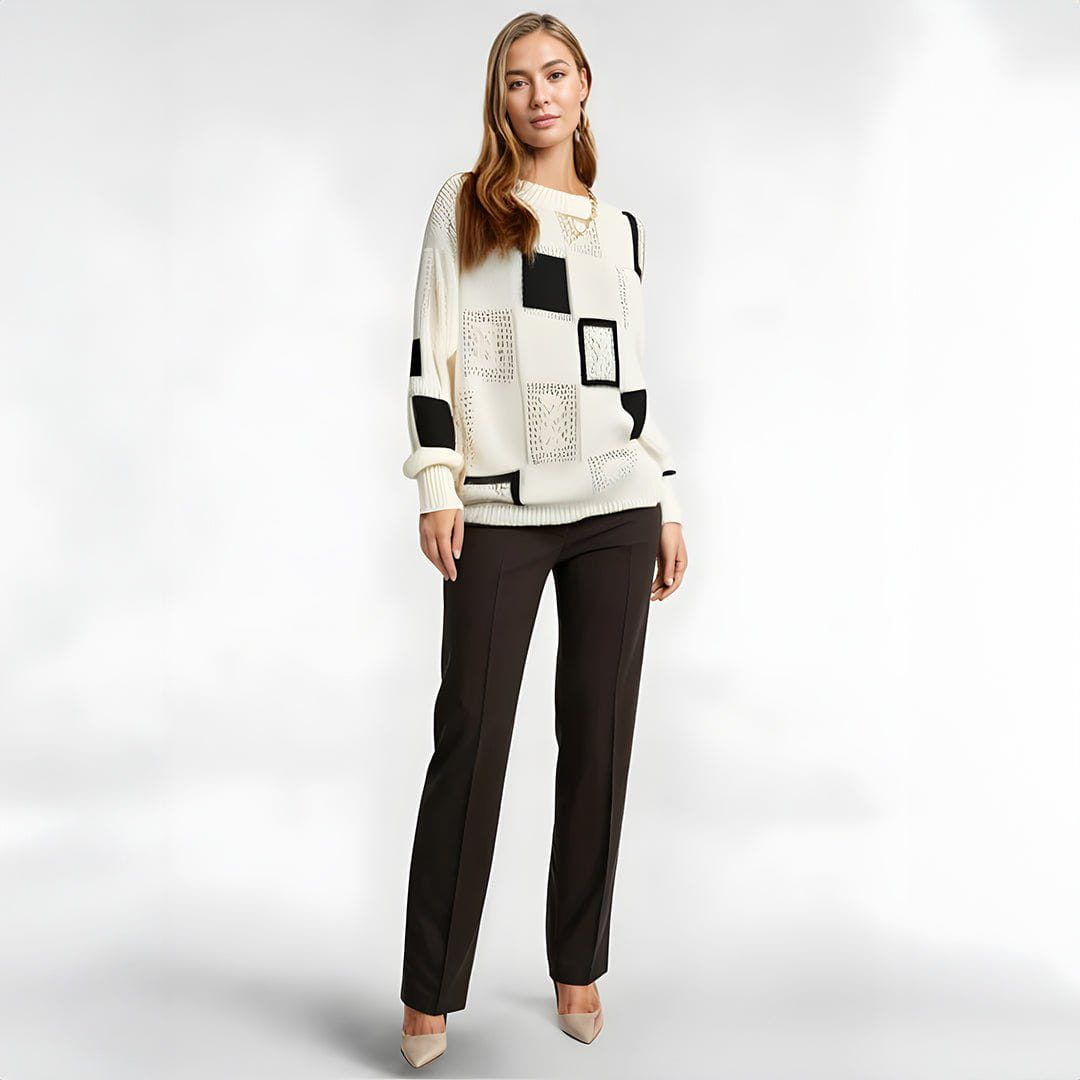 Lavinque Sweater Pull Graphique Géométrique | Maille Douce | Moderne et Confortable