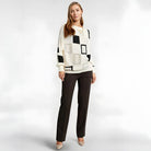 Lavinque Sweater Pull Graphique Géométrique | Maille Douce | Moderne et Confortable