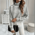 Lavinque Sweater Pull Gris à Col Montant | Surpiqûres Contrastées | Élégant & Minimaliste