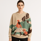 Lavinque Sweater Pull Jacquard Scène Nature | Illustratif & Oversize | Douillet & Original