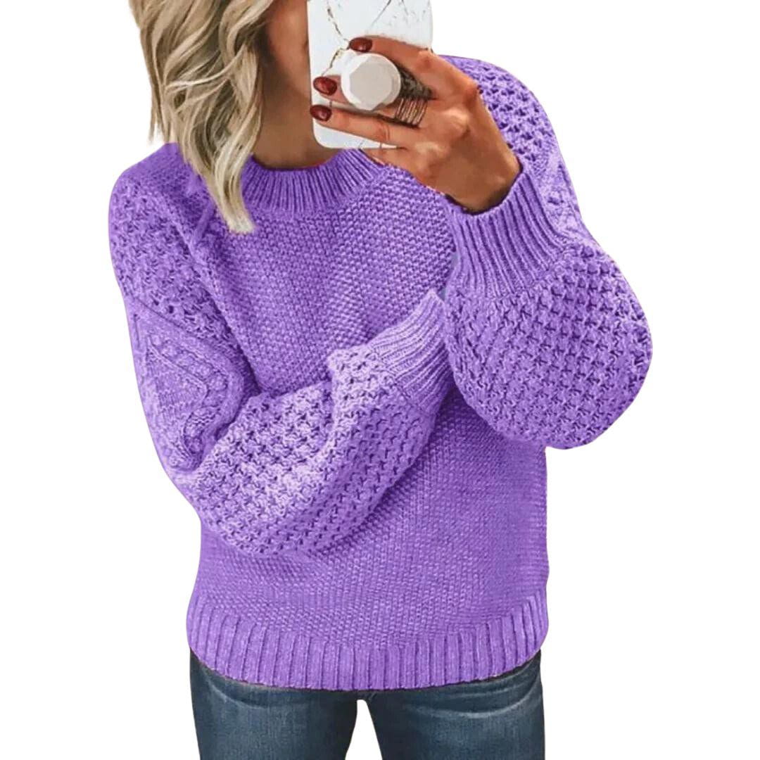 Lavinque Sweater Pull Maille | Manches Texturées & Coupe Confortable | Doux & Tendance
