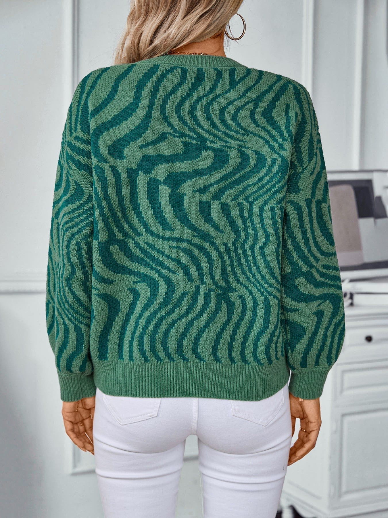 Lavinque Sweater Pull Motif Zébré | Manches Longues | Style Tendance et Confort