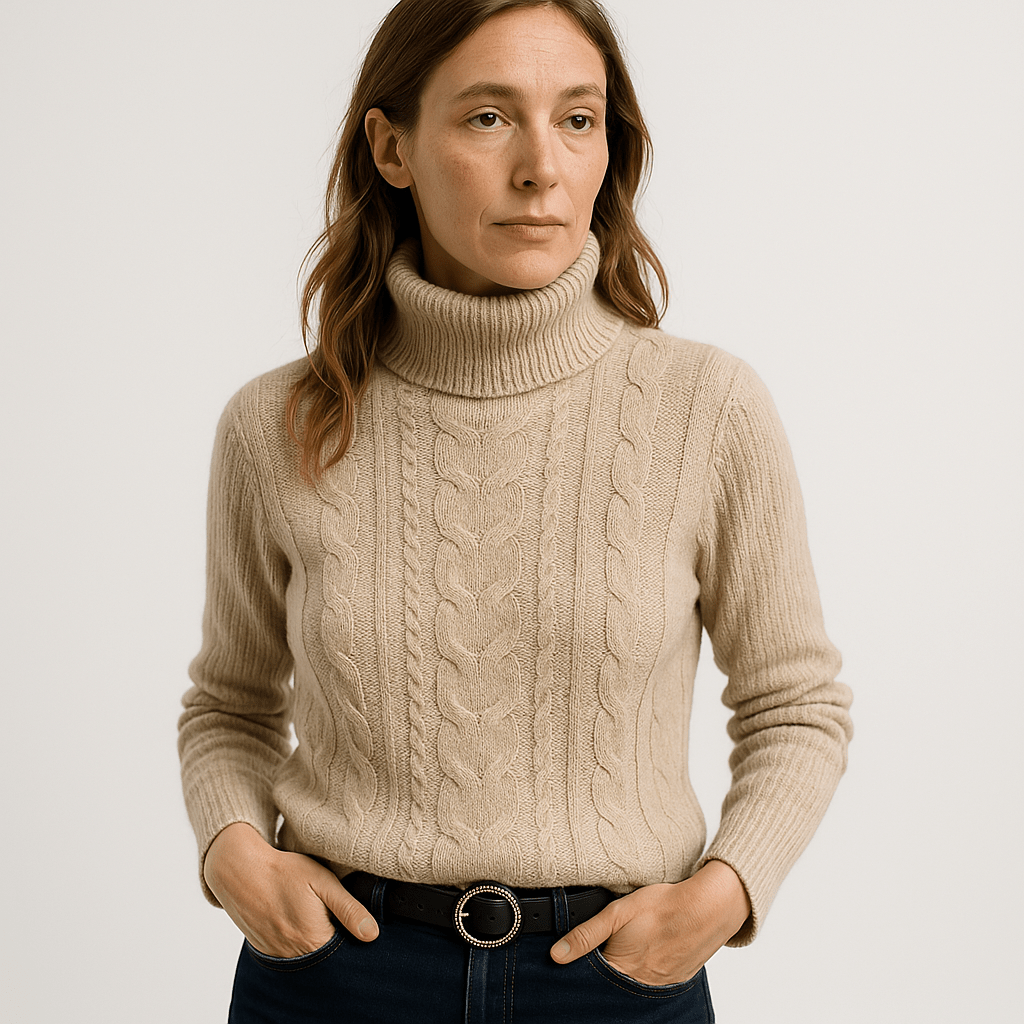 Lavinque Sweater Pull Noir Torsadé | Col Roulé | Intemporel & Élégant