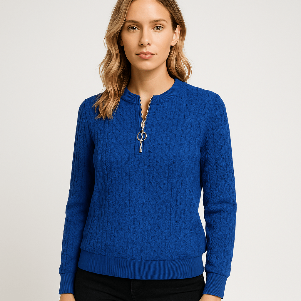 Lavinque Sweater Pull Noir Zippé | Maille Côtelée | Élégant et Polyvalent