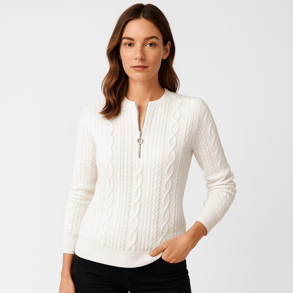 Lavinque Sweater Pull Noir Zippé | Maille Côtelée | Élégant et Polyvalent