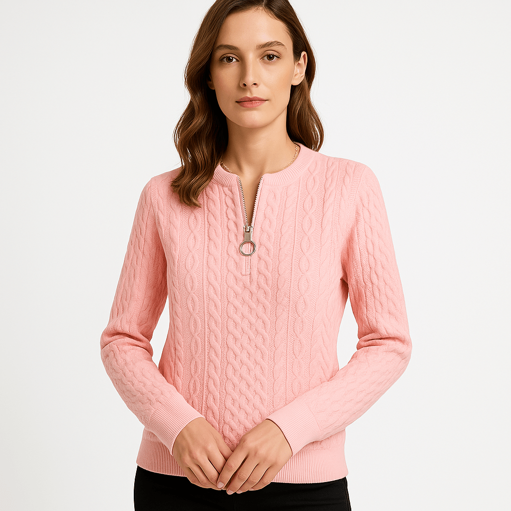 Lavinque Sweater Pull Noir Zippé | Maille Côtelée | Élégant et Polyvalent