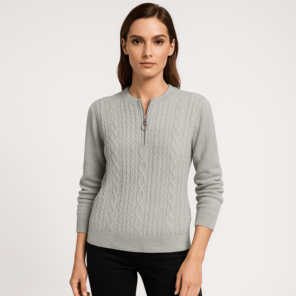 Lavinque Sweater Pull Noir Zippé | Maille Côtelée | Élégant et Polyvalent