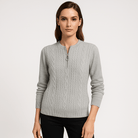Lavinque Sweater Pull Noir Zippé | Maille Côtelée | Élégant et Polyvalent