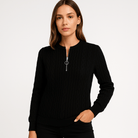 Lavinque Sweater Pull Noir Zippé | Maille Côtelée | Élégant et Polyvalent