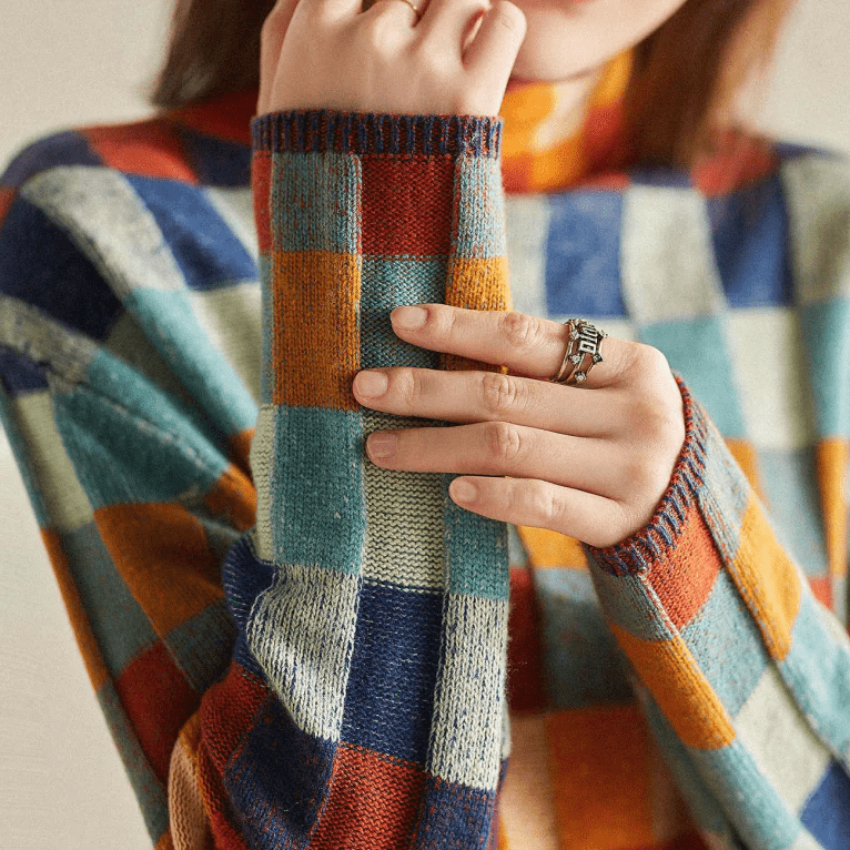 Lavinque Sweater Pull Oversize à Carreaux | Style Rétro | Doux et Confortable