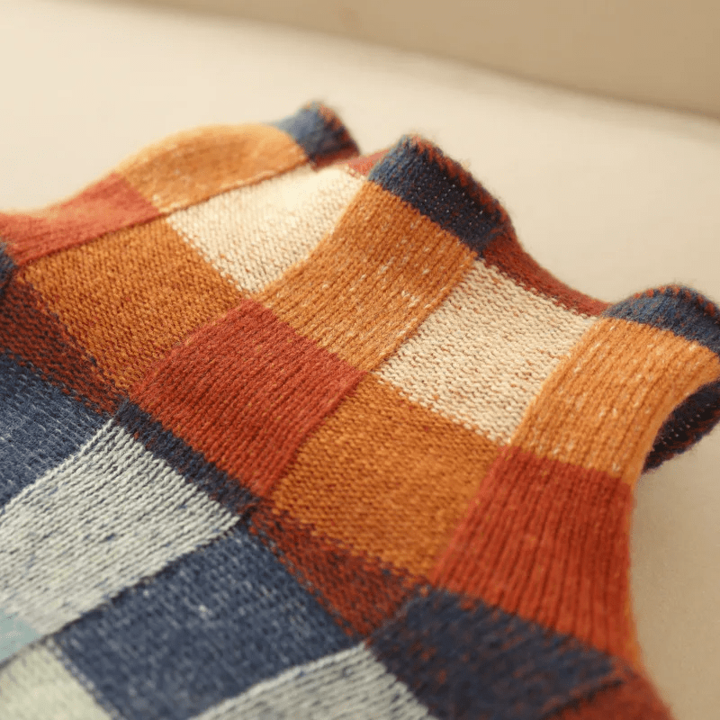 Lavinque Sweater Pull Oversize à Carreaux | Style Rétro | Doux et Confortable