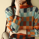Lavinque Sweater Pull Oversize à Carreaux | Style Rétro | Doux et Confortable