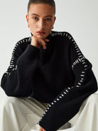 Lavinque Sweater Pull Oversize | Détails Contrastés | Chic et Moderne