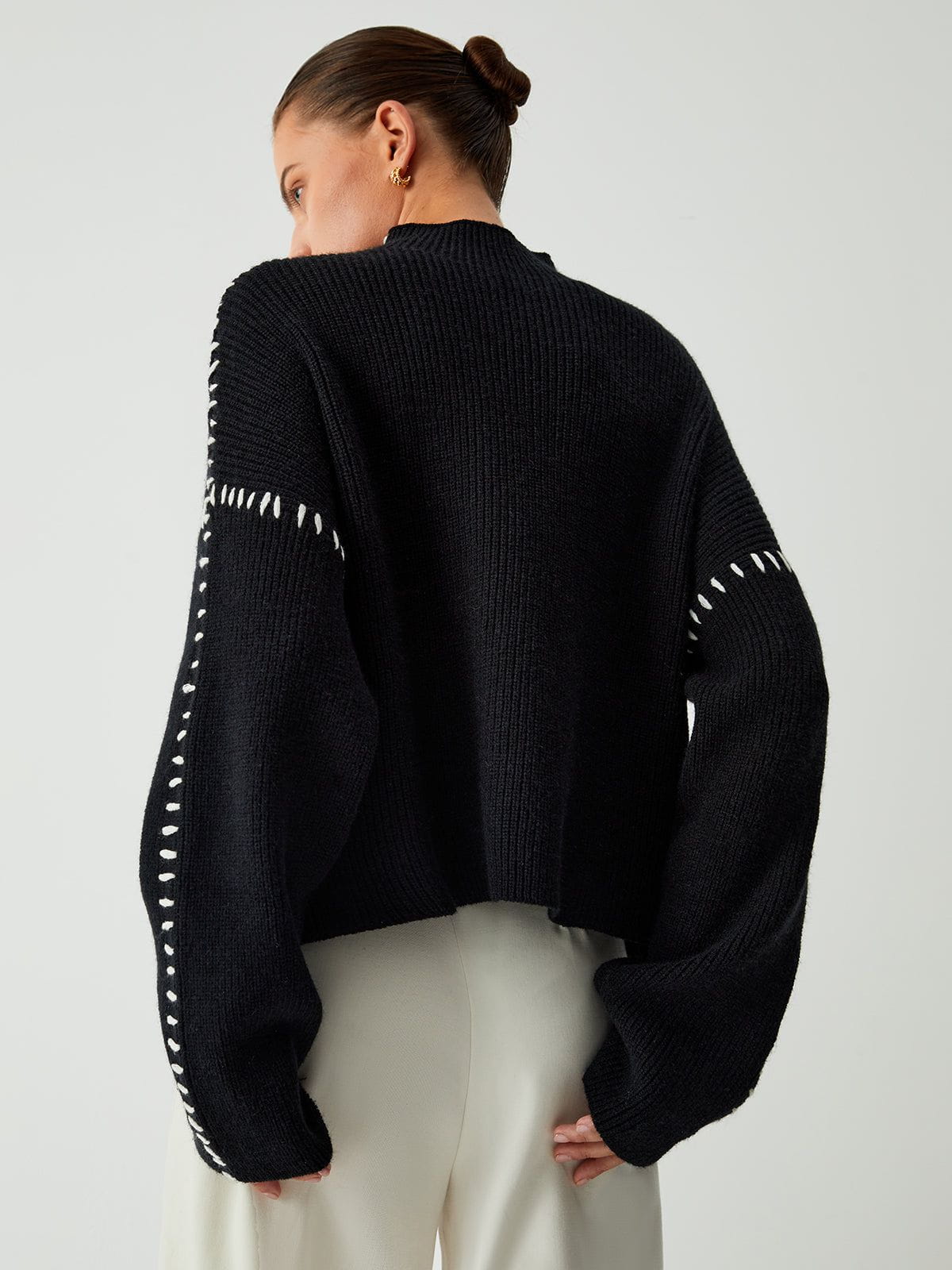 Lavinque Sweater Pull Oversize | Détails Contrastés | Chic et Moderne