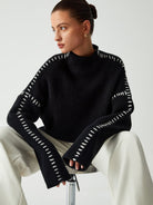 Lavinque Sweater Pull Oversize | Détails Contrastés | Chic et Moderne