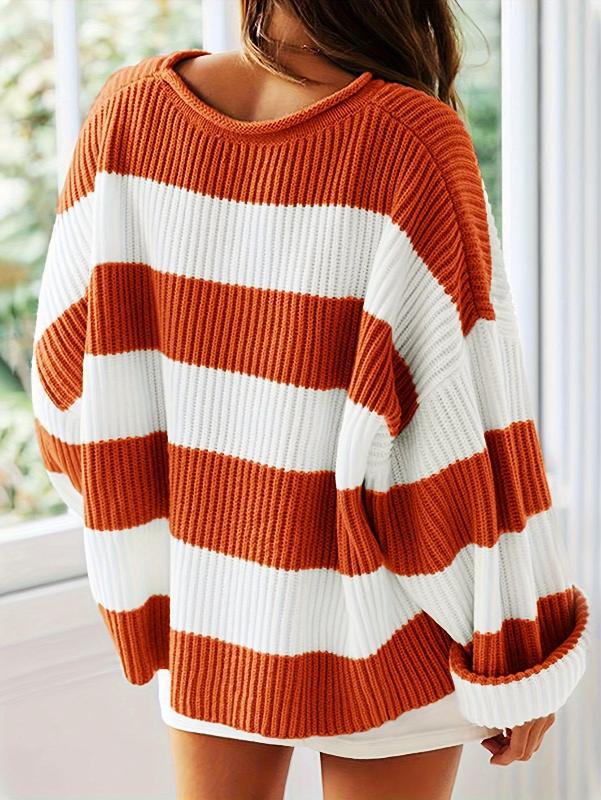 Lavinque Sweater Pull Oversize Femme | Doux et Confortable | Motif Rayé