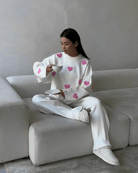 Lavinque Sweater Pull Oversize Femme | Motif Cœurs & Douceur | Look Cosy et Tendance