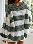 Lavinque Sweater Pull Oversize | Tricot Doux | Rayures Tendance