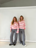 Lavinque Sweater Pull Rayé Oversize | Bleu Marine & Blanc | Style Décontracté Chic