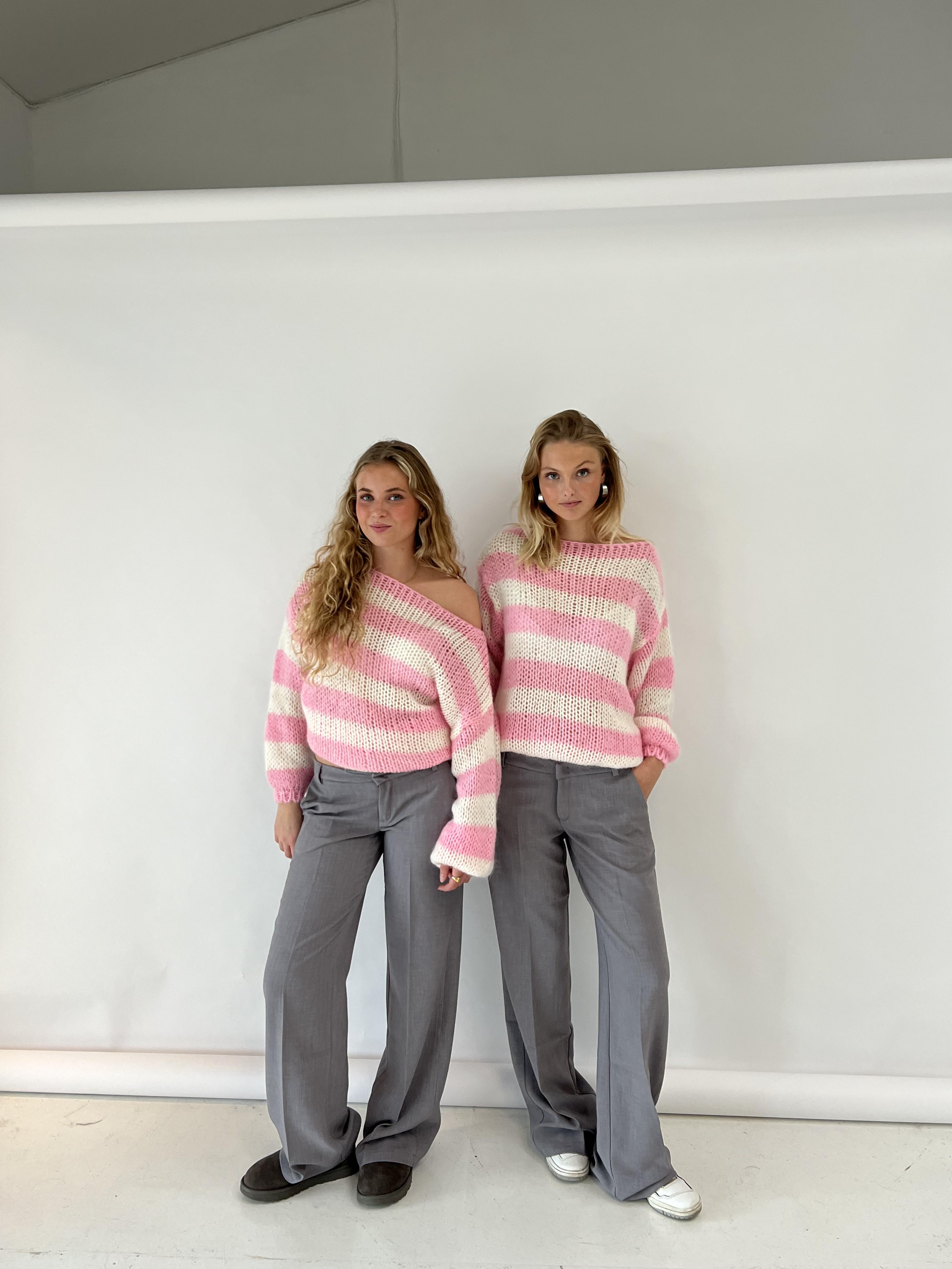 Lavinque Sweater Pull Rayé Oversize | Bleu Marine & Blanc | Style Décontracté Chic