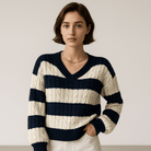 Lavinque Sweater Pull Rayé Torsadé | Acrylique | Chaud et Confortable