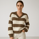Lavinque Sweater Pull Rayé Torsadé | Acrylique | Chaud et Confortable