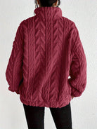 Lavinque Sweater Pull Torsadé Écru | Demi-Zip & Col Montant | Chaud & Tendance