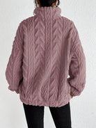 Lavinque Sweater Pull Torsadé Écru | Demi-Zip & Col Montant | Chaud & Tendance