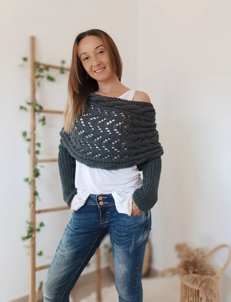 Lavinque Sweater Pull Tricoté Épaules Dénudées | Gris | Doux et Original