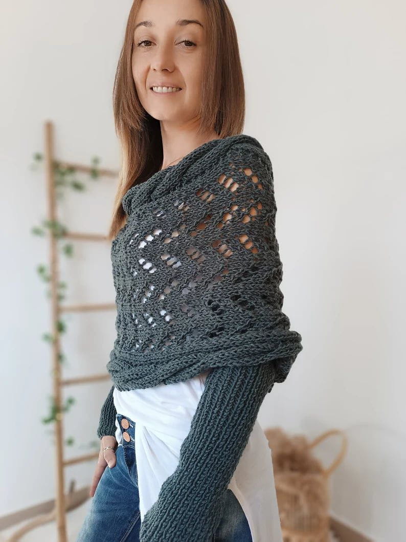 Lavinque Sweater Pull Tricoté Épaules Dénudées | Gris | Doux et Original