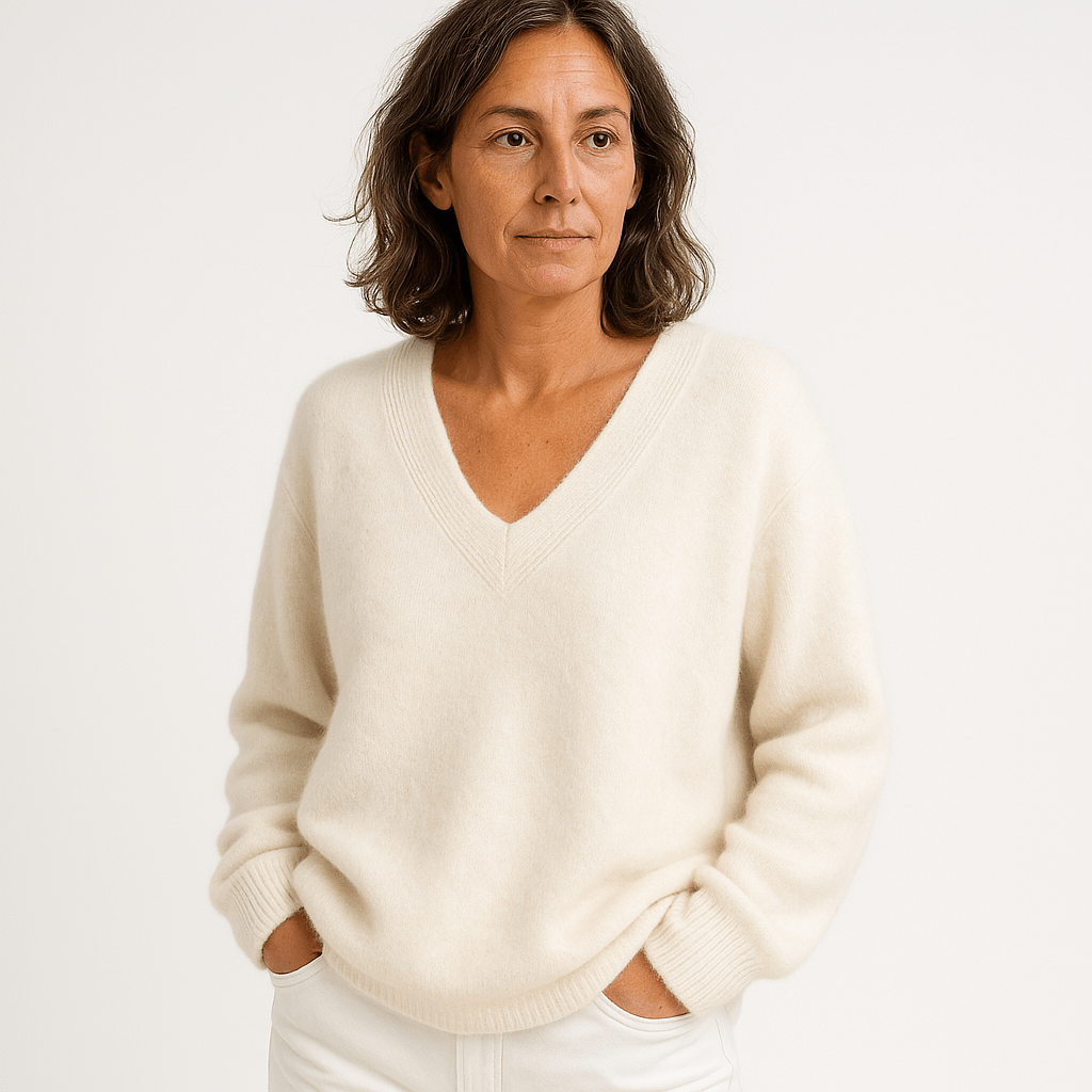 Lavinque Sweater Pull Violet Col V | Doux et Décontracté | Toucher Moelleux