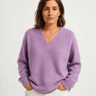 Lavinque Sweater Pull Violet Col V | Doux et Décontracté | Toucher Moelleux