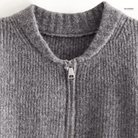 Lavinque Sweater Pull Zippé Oversize Bleu-Gris | Maille Épaisse | Confort & Style
