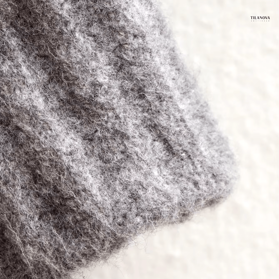Lavinque Sweater Pull Zippé Oversize Bleu-Gris | Maille Épaisse | Confort & Style