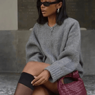 Lavinque Sweater Pull Zippé Oversize Bleu-Gris | Maille Épaisse | Confort & Style