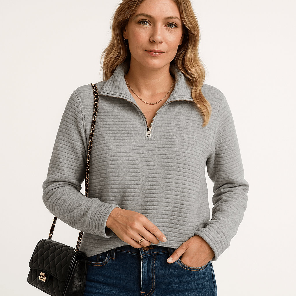 Lavinque Sweater Pull Zippé Vieux Rose | Col Montant | Décontracté et Tendance